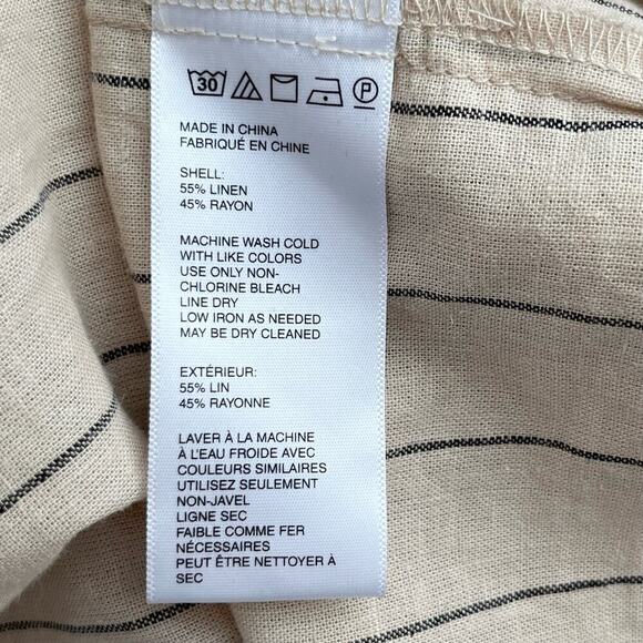 Urban Outfitters Quebec Linen Side-Tie Midi Wrap Dress Striped in Cream, Medium - Picture 13 of 13